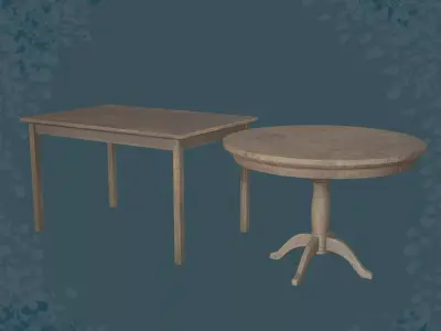 Furniture round wooden table Low-poly 3D model