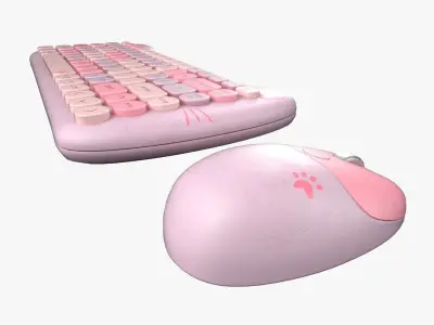 Wireless Keyboard Mouse Set Pinky Tones Version 3D model