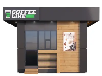 Coffee house Low-poly 3D model