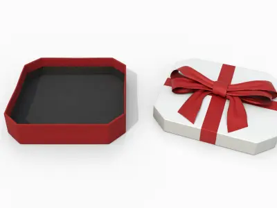 Gift Boxes - Flat Set with Fixed Ribbon Bow 