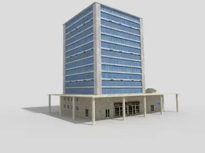 Commercial Building Low-poly 3D model