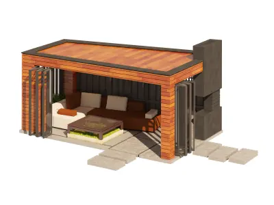 2 Backyard Pavilions Low-poly 3D model