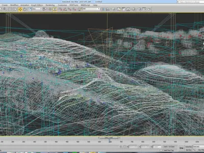 Terraced fields in spring summer autumn and winter 3D model