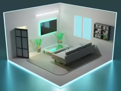 ISOMETRIC VIEW - HALL - BLENDER 3D model