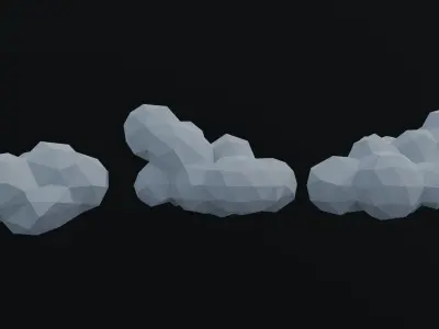 Cartoon clouds asset Polygonal Style Low-poly 3D model