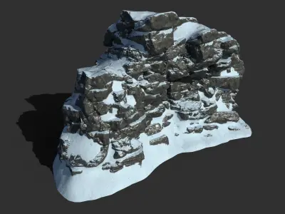 Low poly Snow Cliff Rough Rock 210404 Low-poly 3D model