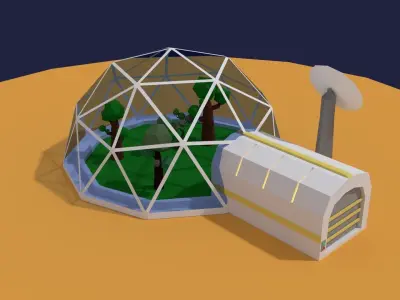 Low Poly Sci Fi Greenhouse Low-poly 3D model