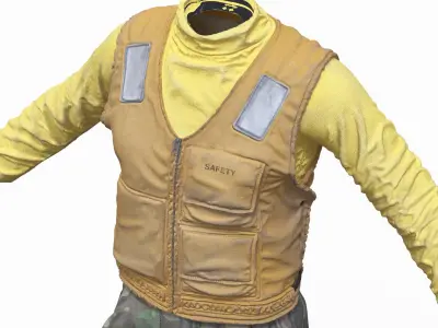  Flight Deck Safety Vest and Camouflage Pants Yellow 