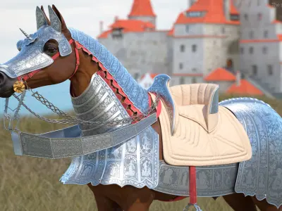  Medieval Horse Armor with Saddle 