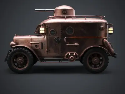  Steampunk Armored Van 3D Model - PBR Textured Vehicle 