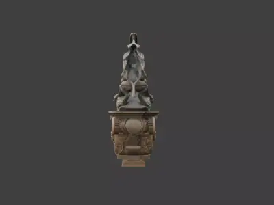Dueling Gargoyles Low-poly 3D model