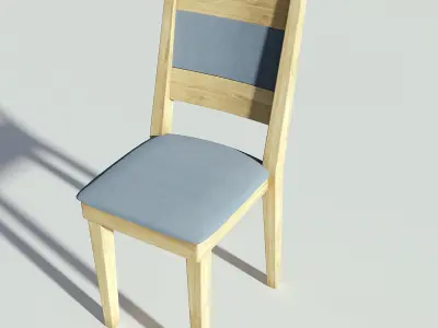 Light Wooden Fabric Sidechair 3D model