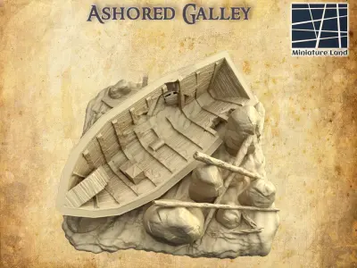 Ashored Galley Tabletop Terrain 28 MM 3D print model