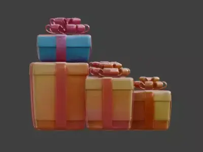 High-Quality 3D Stylized Gift Box Collection Low-poly 3D model