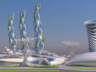 0015 - Futuristic City - 2021 - 03 - 2Ds Plans - 3Ds Files 3D model