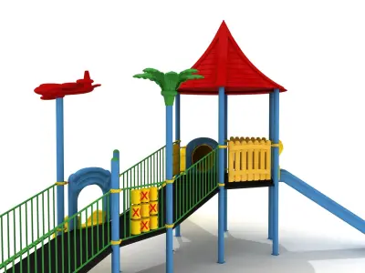 Handicapped Accessible Metal Kid Playground - 01 3D model