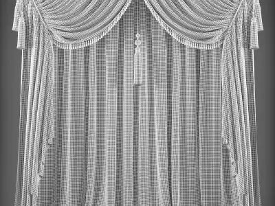 Curtain 3D with tassels Low-poly 3D model