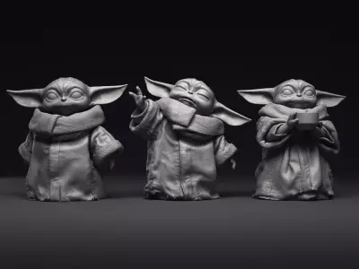 Grogu Baby Yoda pack of  three printable figures