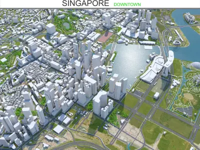 Singapore Downtown Low-poly 3D model