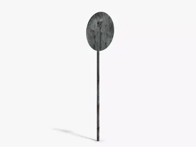 Damaged No Walking Sign Low-poly 3D model