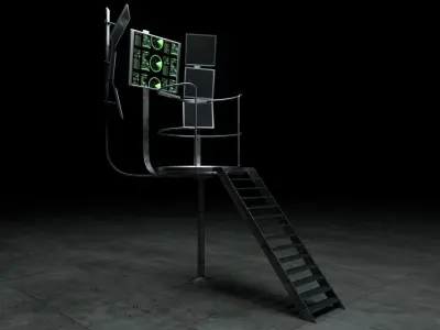 Sci-Fi Spaceship Control Center Low-poly 3D model