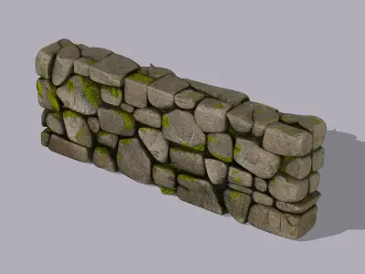 Rugged stone wall 3D model