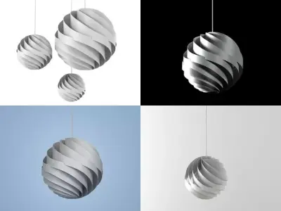Turbo pendant light made of paper 3D model