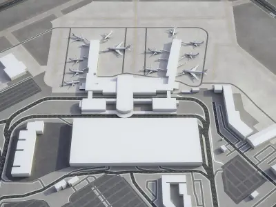 Tulsa - Airport - TUL Low-poly 3D model