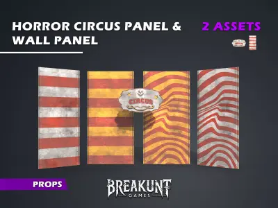 Interior Horror Circus Panels - 19 assets 3D Model Pack