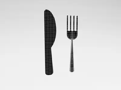Knife And Fork v1 002 Low-poly 3D model