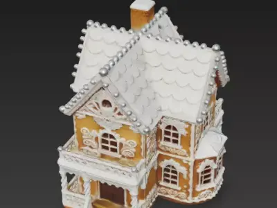 Elegant Victorian Gingerbread Manor 3D Model Low-poly 3D model
