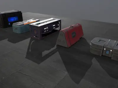 Assortment of Sci-fi Props Low-poly 3D model