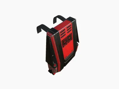 SciFi Backpack F09 Red - Fashion Character Design Low-poly 3D model