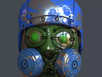 Gas mask helmet 3d model scifi Low-poly Low-poly 3D model 25