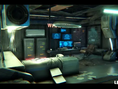 Cyberpunk Sci-Fi Futuristic Apartment Interior Environment Low-poly 3D model