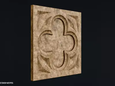 Medieval Gothic Ornament Panel 3D model