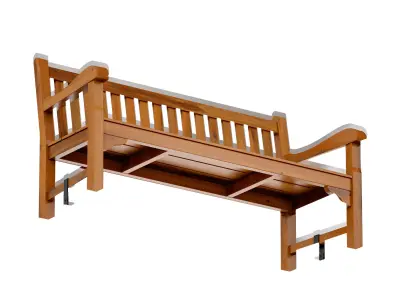 Wooden garden bench park bench 3D model