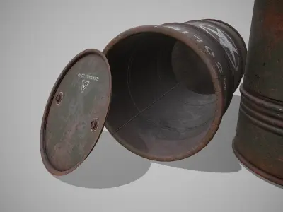 Barrels Military rusty Low-poly 3D model