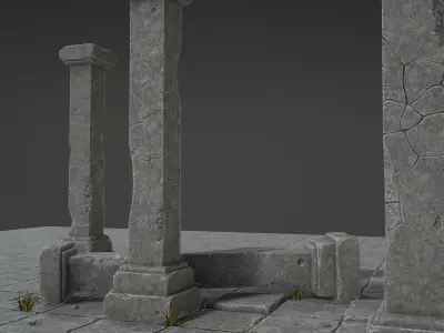 Column Set grasses - grasses - grasses - grasses Low-poly 3D model