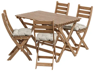 ASKHOLMEN Table 4 outdoor chairs with cushion  3D model