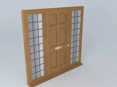Wide door with glass Free 3D model