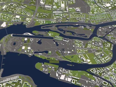 Saint Petersburg Russia 50x50km 3D City Map 3D model
