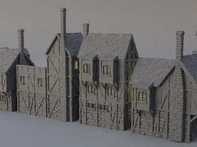 Modular Town District Tabletop Terrain 28 mm  3D print model