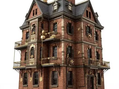 Steampunk Victorian Residential Building 3D Model Low-poly 3D model
