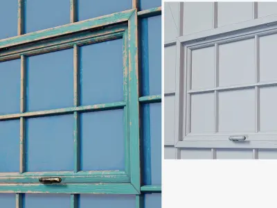 Window Wooden Vintage Low-poly 3D model