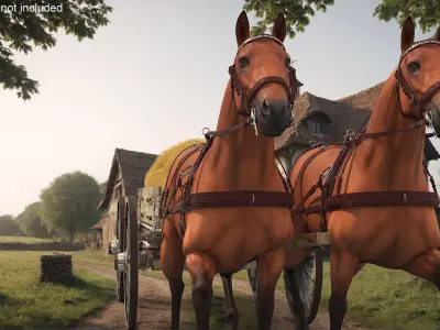  Wagon with Hay and Horses 