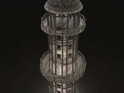 ENTERABLE AAA NEXT GEN MEDIEVAL LIGHTHOUSE LANTERN TOWER Low-poly 3D model