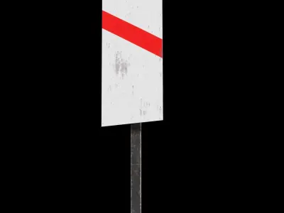 Guarded Level Crossing-Roadsign Low-poly 3D model