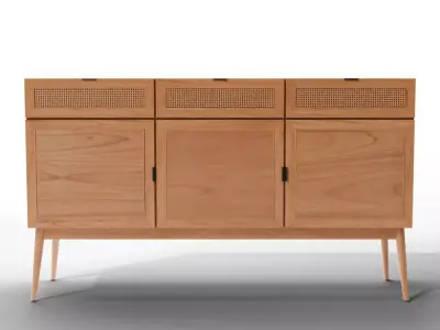 Suri 3 Drawer 3 Door Side Board Low-poly 3D model