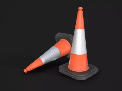 Traffic Cone Clean and Dirty Low-poly 3D model